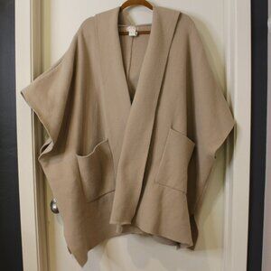 Free People Tan All I Need Cozy Hooded Duster Poncho One Size